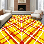 Modern Yellow Red Plaid Design Rug