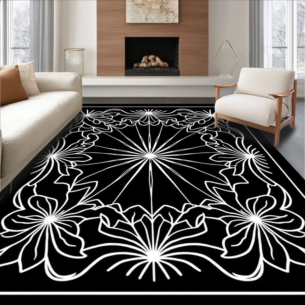 Ornate Floral Sunburst Design Rug