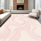 Soft Pink Abstract Line Art Rug