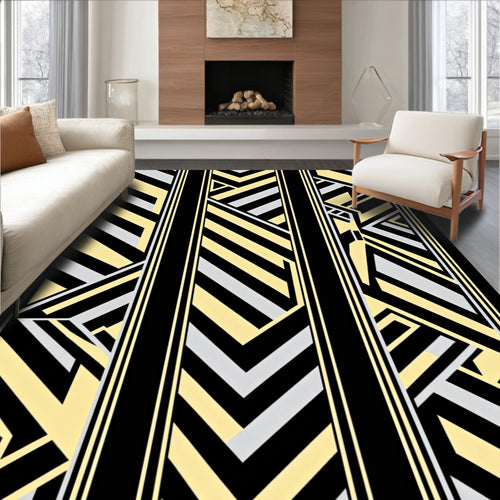 Art Deco Geometric Stripe Pattern Rug