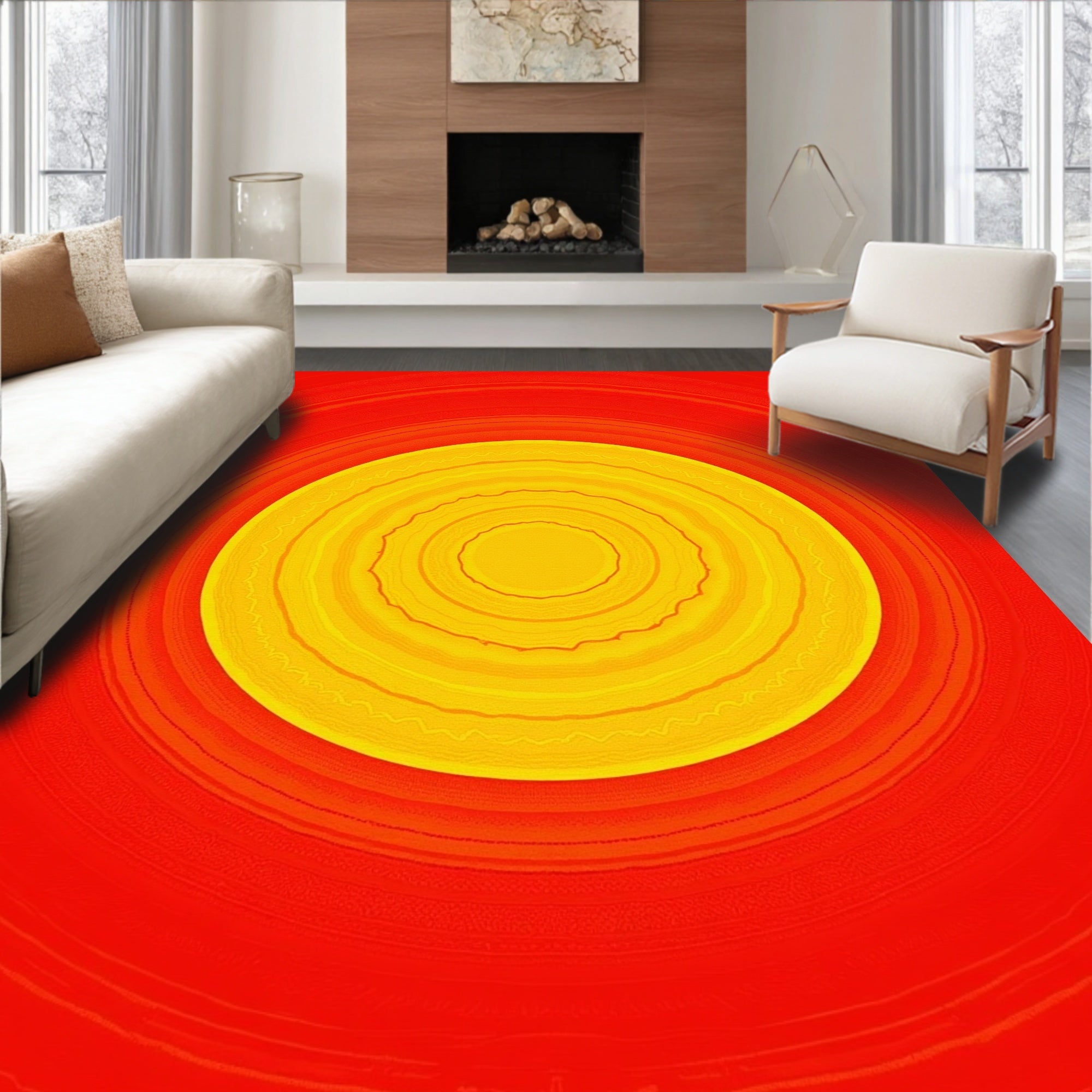 Concentric Sunburst Pattern Rug