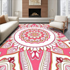 Pink Mandala Patterned Geometric Rug