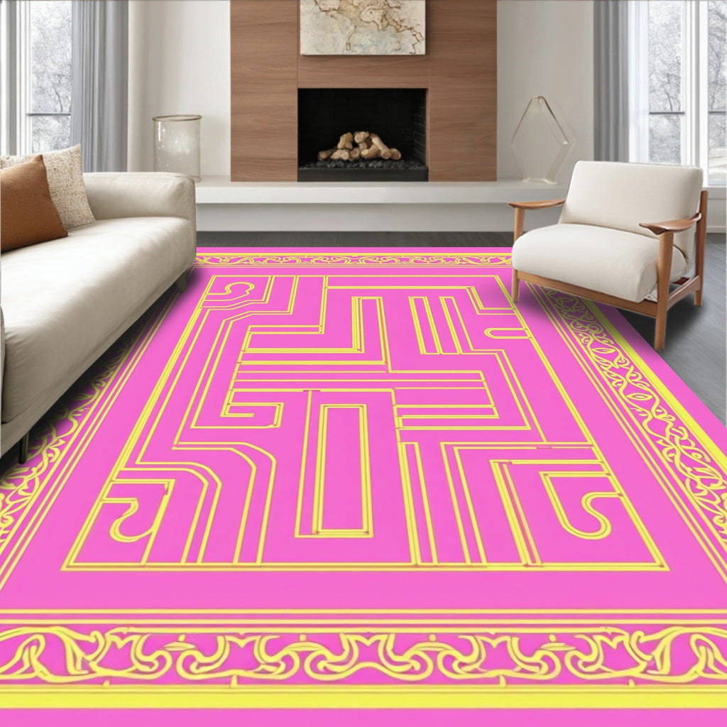 Geometric Abstract Maze Pattern Rug