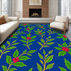 Festive Holly Berry Branch Scatter Rug