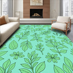 Botanical Green Leaf Pattern Rug