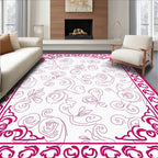 Floral Swirls Bordered Design Rug