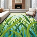 Lush Green Grass Blades Pattern Rug