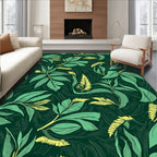Emerald Green Tropical Leaf Swirl Rug