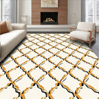 Diamond Patterned Golden Black Rug