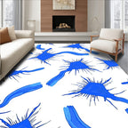Abstract Blue Spiky Cell Pattern Rug