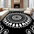 Classic White Mandala Pattern Art Rug