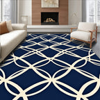 Interlocking Circles Navy Pattern Rug