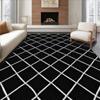 Monochrome Diamond Net Pattern Rug