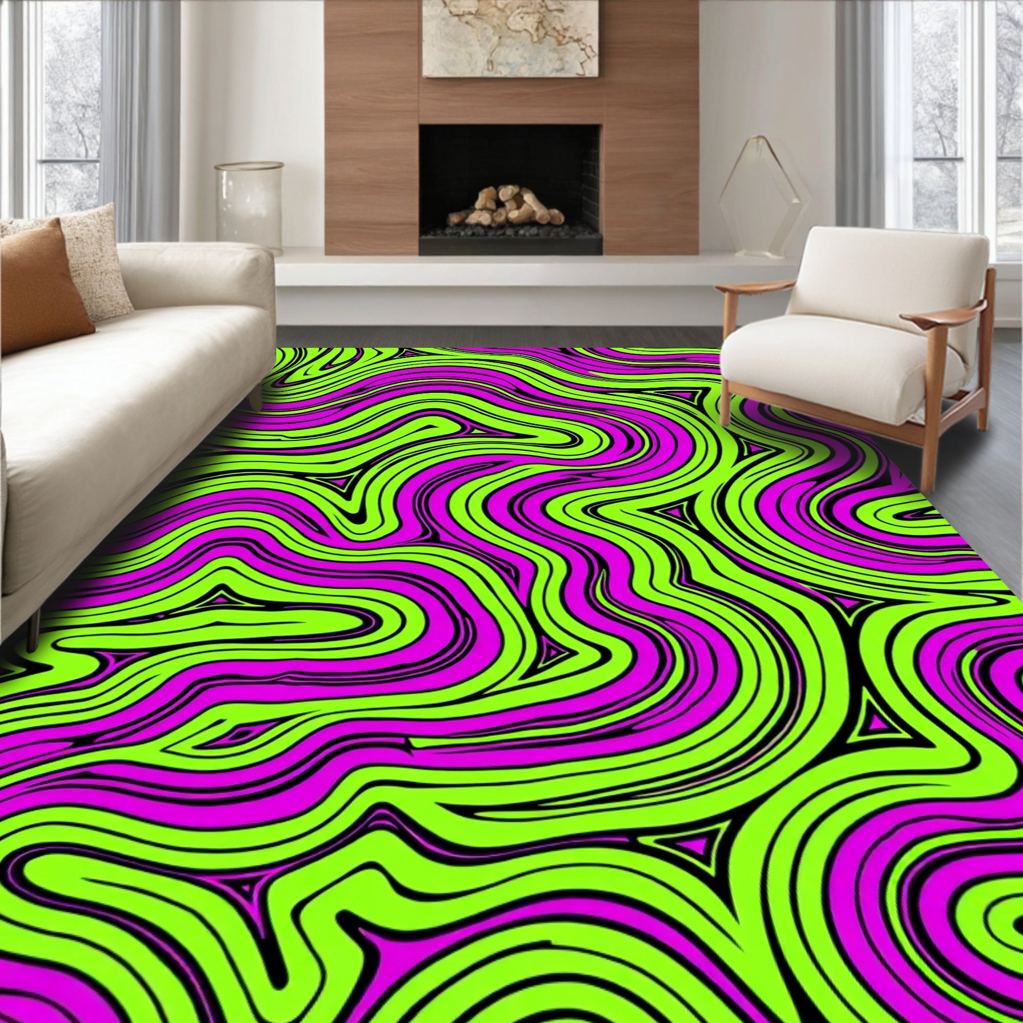 Vibrant Abstract Swirl Pattern Rug