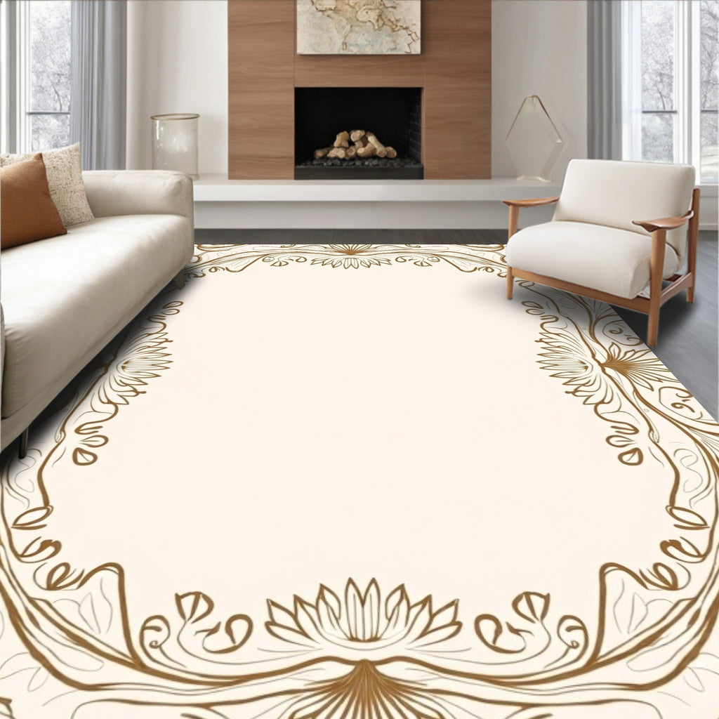 Ornate Floral Scrollwork Frame Rug