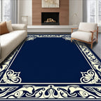 Ornate Floral Inlay Border Design Rug
