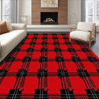 Red Plaid Guitar Pattern Rug