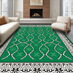 Intricate Floral Patterned Emerald Rug