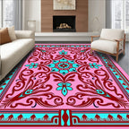 Vivid Floral Medallion Scroll Pattern Rug