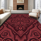 Rich Red Swirl Damask Pattern Rug
