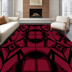 Bold Geometric Red Black Pattern Rug