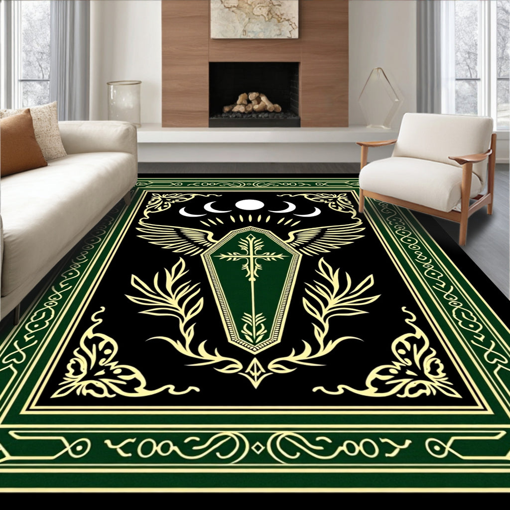 Gothic Shield With Wings Pattern Rug