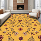 Sunny Yellow Floral Whimsy Pattern Rug