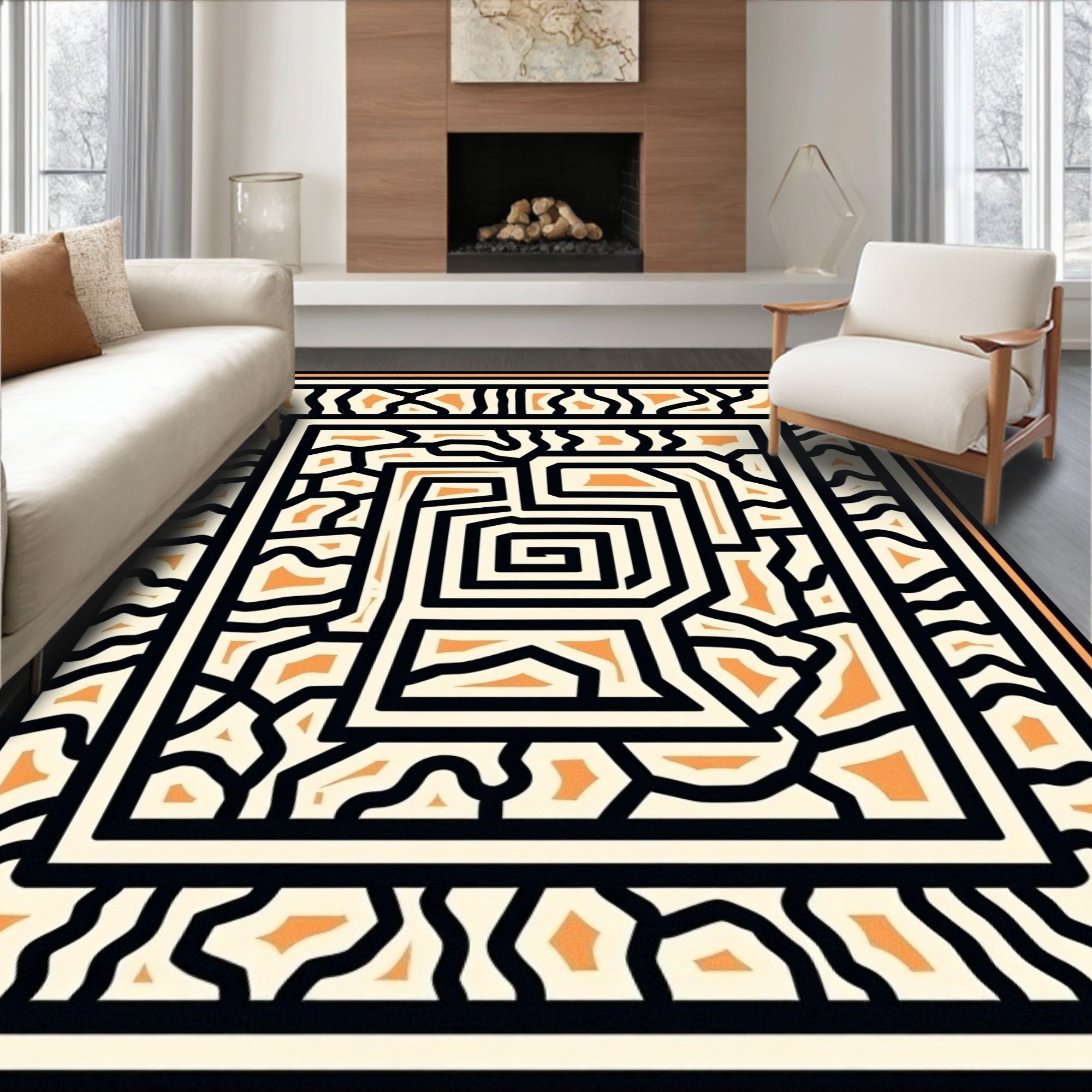 Bold Maze Geo Pattern Rug