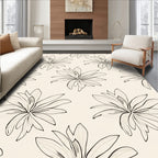 Delicate Outline Floral Pattern Rug