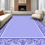Ornate Blue White Floral Frame Rug