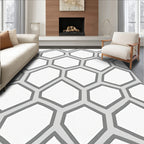 Modern Gray Hexagon Pattern Rug