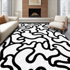 Fluid Black White Dot Pattern Rug