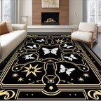 Black Gold Butterfly Star Pattern Rug