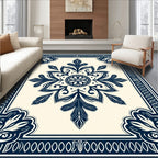 Intricate Mandala Floral Border Design Rug