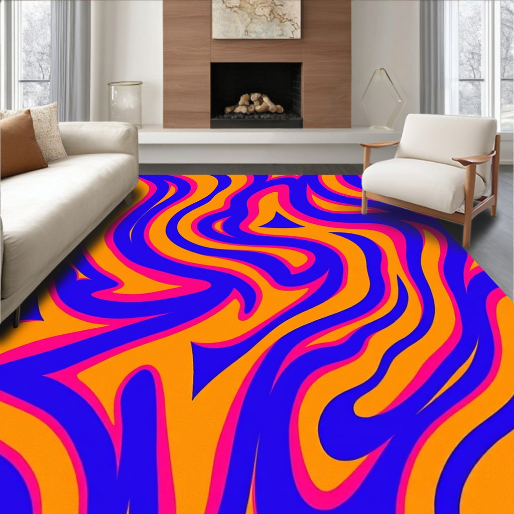 Vibrant Swirl Line Pattern Rug