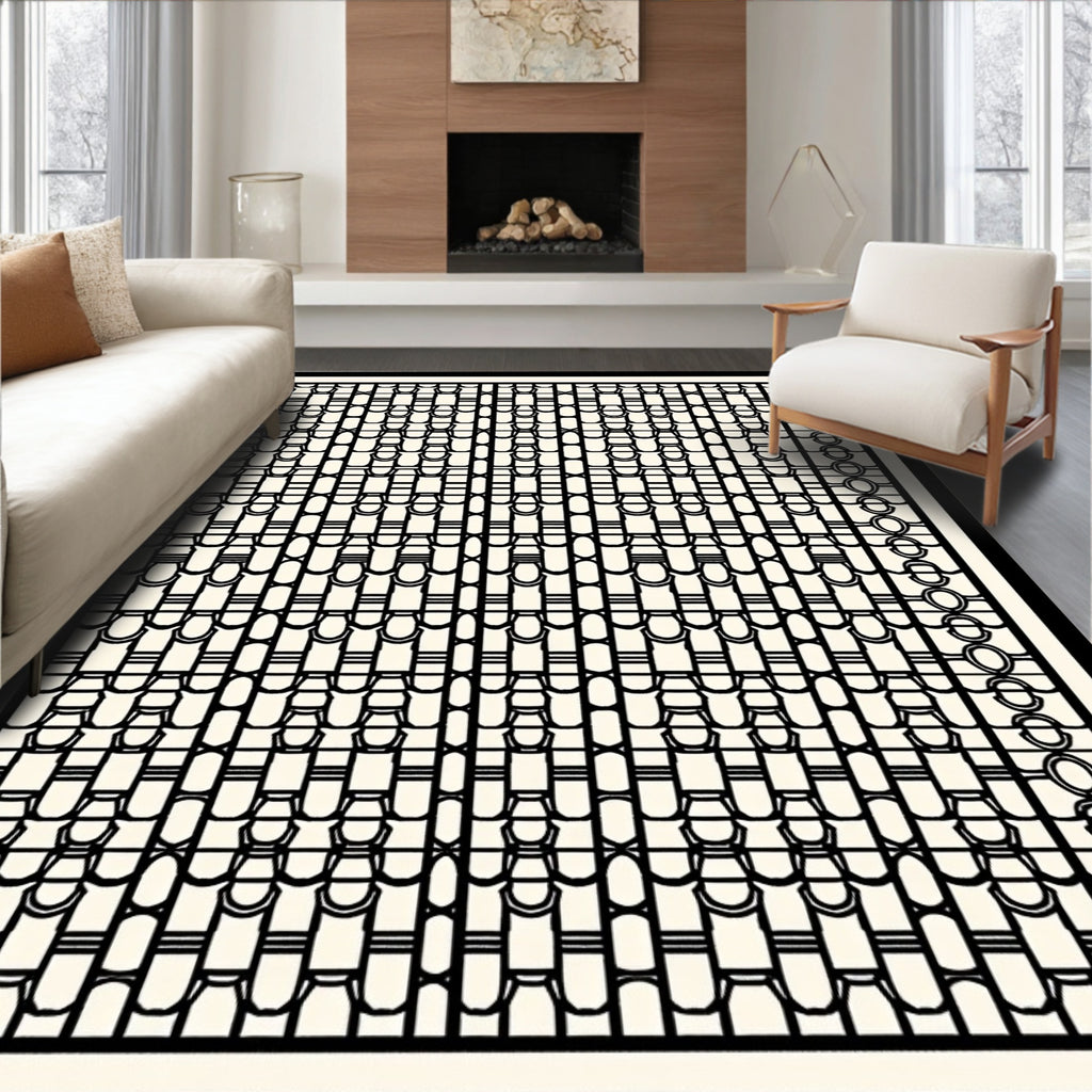 Retro Architectural Lattice Pattern Rug