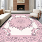 Pink Ornate Mandala And Border Design Rug