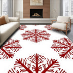 Red Snowflake Patterned Rug