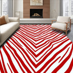 Bold Red Striped V Pattern Rug