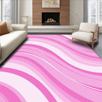 Pink Wave Patterned Abstract Rug