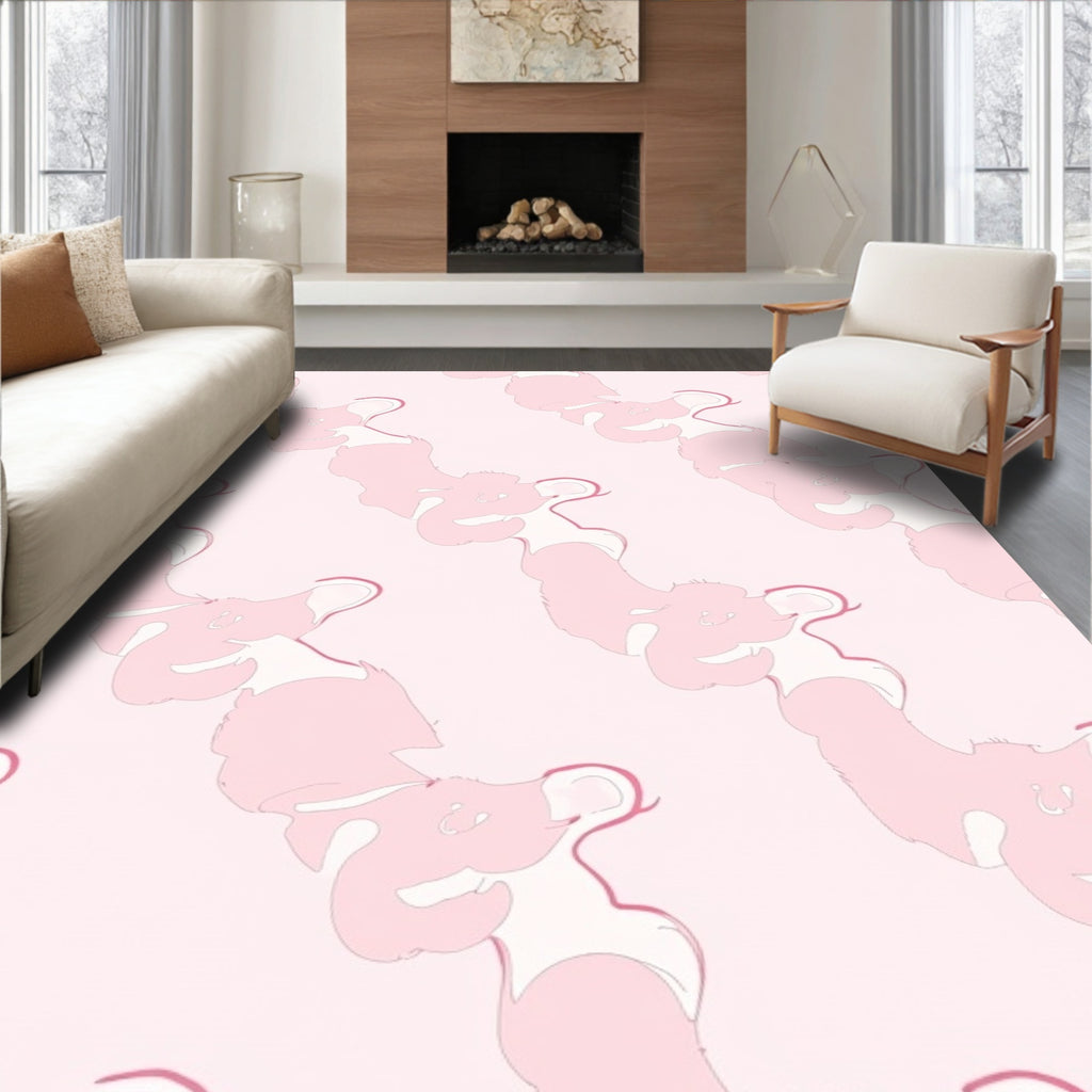 Pastel Pink Abstract Bear Pattern Rug