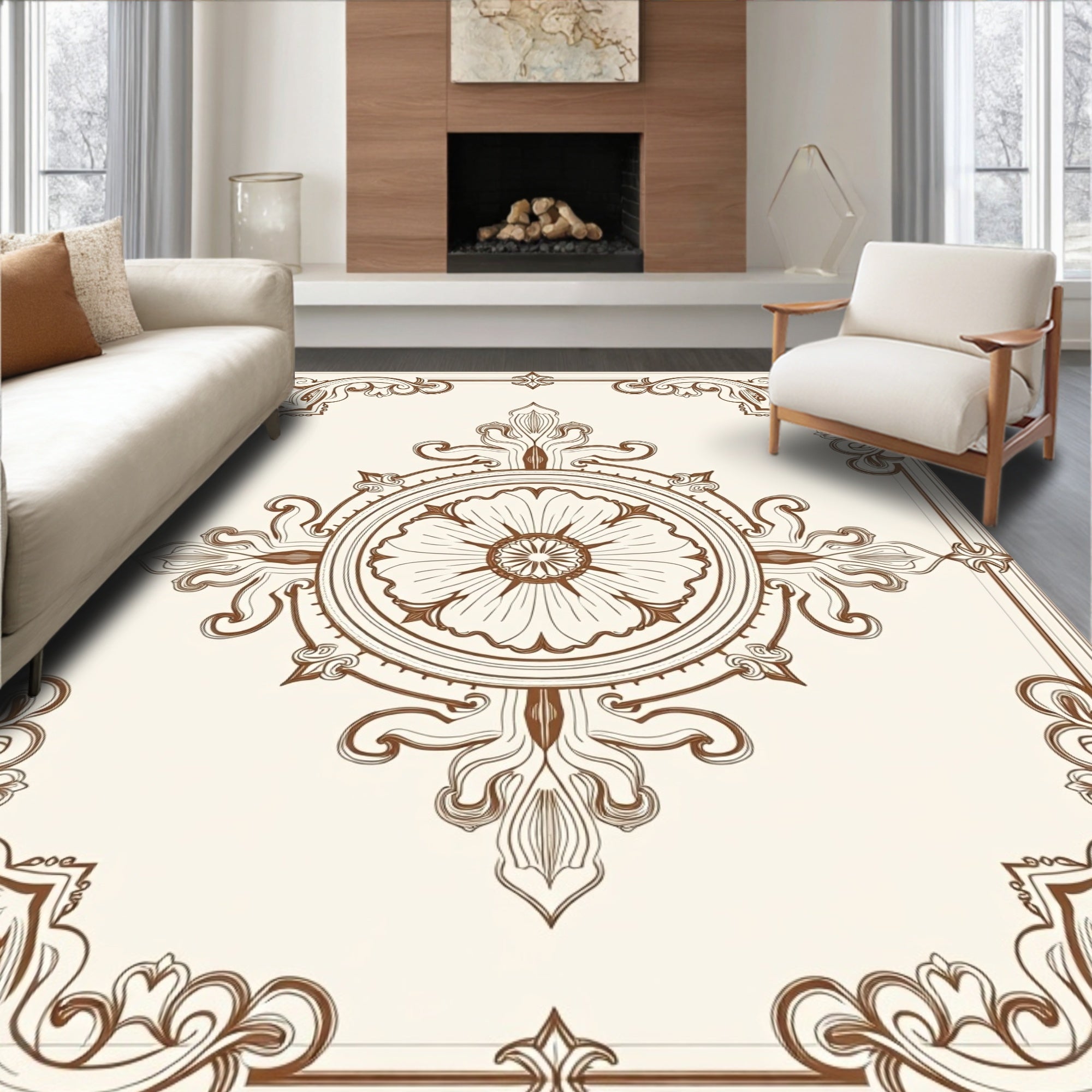 Ornate Floral Medallion Design Rug