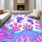 Playful Sea Creatures Coral Pattern Rug