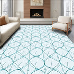 Teal Wave Pattern Geometric Design Rug