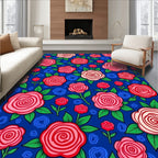 Whimsical Floral Rose Pattern Rug