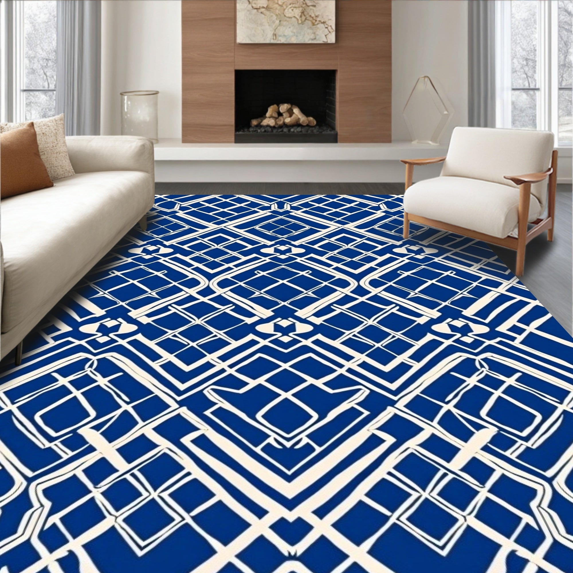 Geometric Lattice Repeating Design Rug