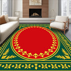 Rich Emerald Golden Floral Border Rug