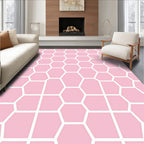 Pink Hexagon Geometric Pattern Rug