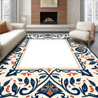 Vintage Floral Leaf Swirls Frame Rug