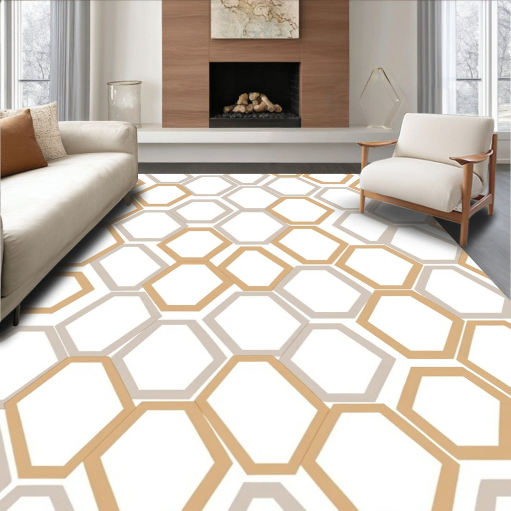 Hexagonal Geometric Patterned Rug